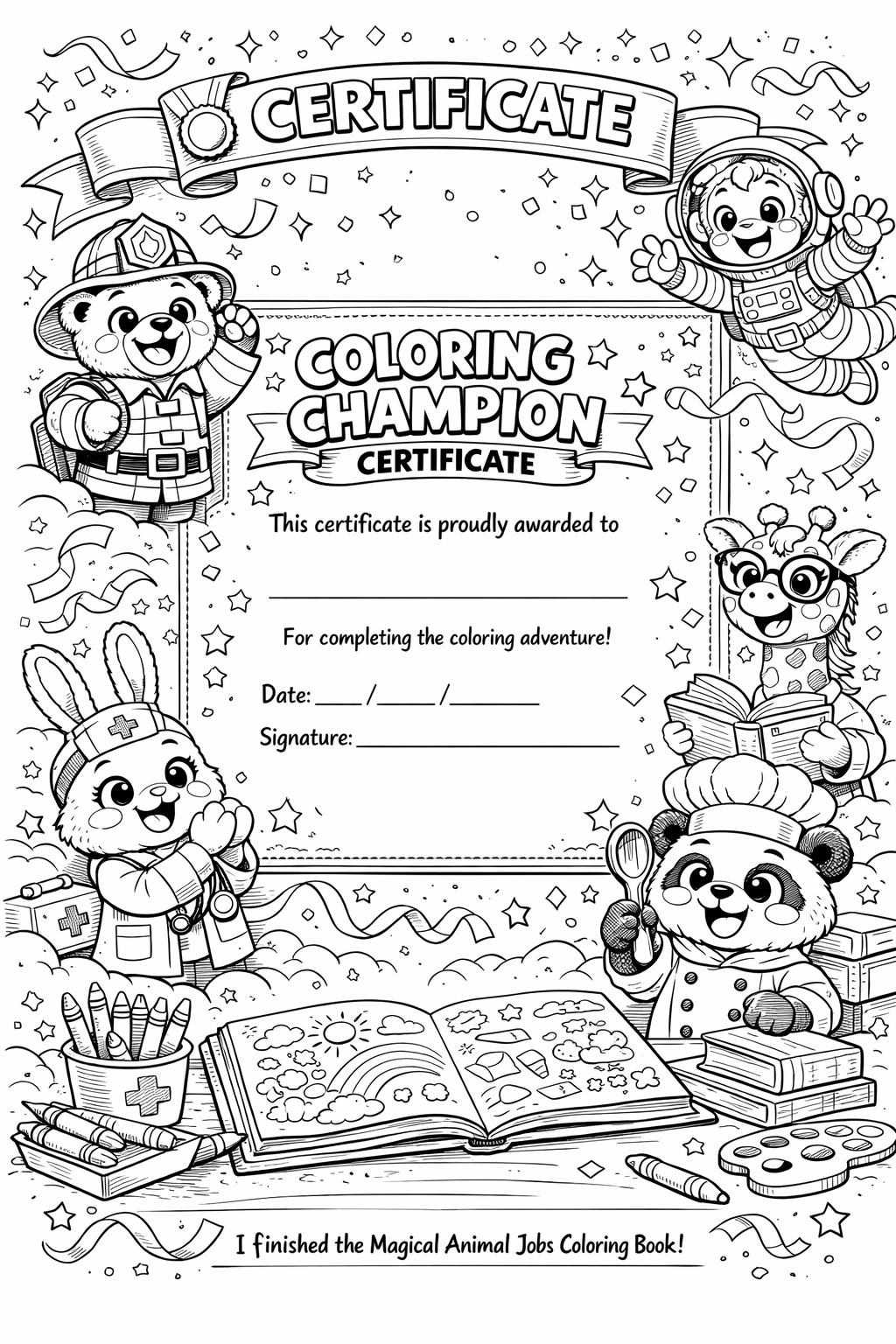 Coloring Champion Certificate